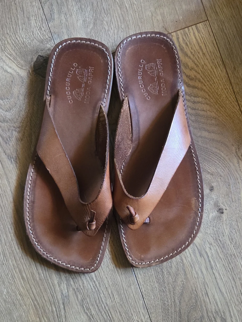 Italian Brown Leather Women's Thong Sandals